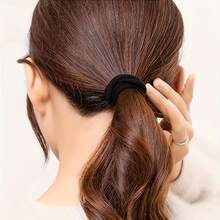 30pc Versatile, High-Elasticity, Durable Hair Ties; Seamless Elastic Bands That Won't Constrict Your Head; Durable And Won't Damage Your Hair. - màu đen - Xem 6