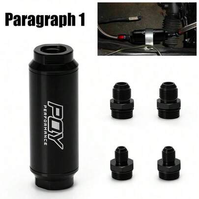 100 Micron Fuel Filter With 6AN 8AN Universal High Flow Aluminum Alloy Black Filter, 3 Styles, 44mm & 55mm Oil/Fuel Filter, Universal For Automotive Modification