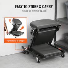 Pegable Z Garage Creeper,  40 in, 450 lbs, Capacidad de carga Rolling Folding Mechanic Creeper Stool, con 6 ruedas Bandeja de herramientas Marco de acero acolchado del asiento, Silla para sentarse o sentarse para la tienda de garaje o el hogar - 40 pulgadas - Ver 6