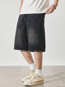 Quần short denim đen thời trang thường ngày dành cho thiếu niên nam châu Âu và Mỹ. - màu đen - Xem 4