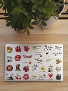 50pcs Golden Lucky Girl Stickers Skateboard Guitar Luggage Laptop Phone Decor Graffiti Stickers - Nhiều màu - Xem 4