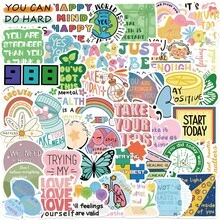 50 Mental Health Graffiti Stickers For Decorating Journals, Phones, Computers, And Notebooks, Waterproof Stickers - 1 - 查看 1