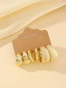 Bộ 6/18 khuyên tai vòng dày bằng vàng nguyên khối, không gây dị ứng, dành cho nữ, thời trang và thanh lịch, phù hợp với nhiều trang phục. - Vàng - Xem 9