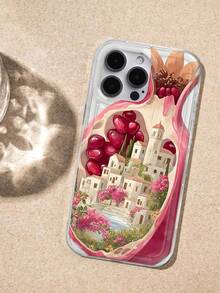 Wave Ripples Town In Pomegranate Print Clear Case Compatible With IPhone 13/11/17/17pro/16/14/15/15pro/15 Plus/15 Promax/7plus/8plus/X/Xs Max/Xr/11pro/12pro/13pro/14pro/12mini/13mini/11promax/12promax/13promax/14promax/14plus/17pro Max/17Air/6/6s Plus/7/8/16Pro/16plus/16promax/Se2/17promax&Compatible With Samsung Galaxy/A54/A14/A12/A13/A15/A32/A33/A24/A52S/S20/S21/S22/S23/S24/S23Plus/S24ultra/S25/A15/A33/A23 - Multicolor - View 2