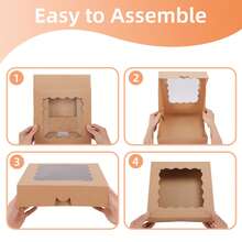 Tomnk 30/60pcs Bakery Boxes,10x10x2.5 Inches Cookie Boxes With Window, Cake Boxes For Chocolate Covered Strawberries, Cakes, Pies, Muffins, Donuts And Pastries, Mother's Day Gift Boxes - 彩色 - 查看 7