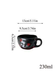 1pc Vintage High-Quality Red Heart Ceramic Cup & Saucer Set, Stylish Milk/Coffee Ceramic Cup & Saucer - Multicolor - View 11