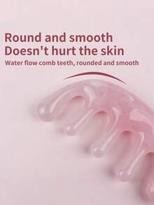 1pc Resin Massage Comb, Portable & Practical 5-Tooth Head Acupressure Massage Comb, Beauty Tool, Neck Gua Sha Massage Comb - Pink - View 4