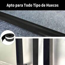 HALMAN Guardapolvo Adherible Para Puerta Evita Insectos Y Polvo 5 M,Rollo de 5m de tira de sellado para puerta anti-robo, tira autoadhesiva resistente al desgaste y a prueba de viento para sellar espacios en puertas, insonorización y protección contra impactos, clima, sonido, agua e insectos,Cinta de sellado inferior de la puerta tiene un adhesivo de alto rendimiento que se adhiere a la mayoría de las superficies y es ideal para marcos de puertas y ventanas. La cinta de sellado inferior de la puerta es resistente al agua, al viento, a la corrosión, al calor, al envejecimiento, al moho y al ácido. Proteger de la lluvia y el frío, proporcionando un ambiente limpio y cálido. - Negro - Ver 7