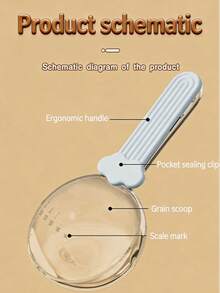 Multifunctional Pet Feeding Spoon - Essential Home Feeding Tool. Made Of ABS Material. Deep Spoon Head, With Sealing Clip, Precise Scale.