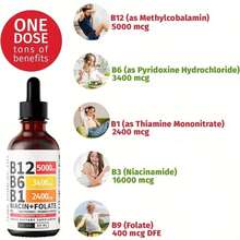 2Pcs Vitamin B12 And B6 Liquid Dropss, B12 Sublingual Vitamin B Complex - B 12 Vitamin 5000mcg - B12 Methylcobalamin With 27, 200 Mcg, Raspberry Flavor, 2.03oz - 2pcs - 查看 2