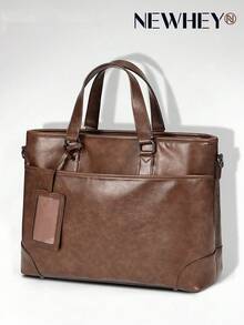 NEWHEY 15.6英寸男士商务公文包，大容量，求职面试包，防水皮革，双向通勤