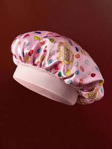 SGIAWETA-X Upgraded Double-Layer Women's Hair Bonnet, Wide Elastic Satin Polka Print Sleep Cap, Soft & Comfortable Daily Home, Sleeping,Valentine's Day-Birthdaygift - 粉色 - 查看 2