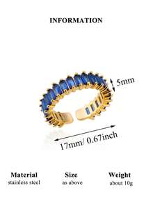 Anel ajustável de luxo em aço inoxidável com zircônias coloridas (1 peça), modelo arco-íris, banhado a ouro 18K e resistente ao desbotamento. Ideal para férias, casamentos, festas, uso diário, aniversários e outras ocasiões. - anel de aço inoxidável - Ver 26