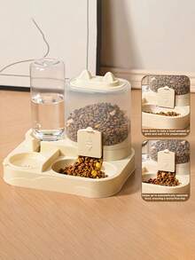 2-In-1 Cat & Dog Water Dispenser (With Built-In Food Bowl) - No Battery Required, Modern White Design, Easy To Clean And Refill, Pet Drinking Solution, Pet Feeder, Elegant Pet Accessory, Sturdy Construction