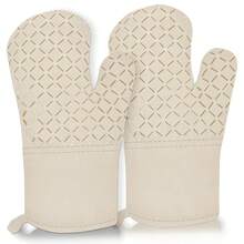 2 Pcs Oven Mitts For Kitchen Heat Resistant Oven Gloves, Soft Cotton Lining, Anti-Slip Silicone Stripe Oven Mitts Heat Resistant Oven Mits, Kitchen Mitt Pair Protect Hands, CooFKing BaFKing Gloves Khaki,2pcsKhaki - 2pcsKhaki - View 1