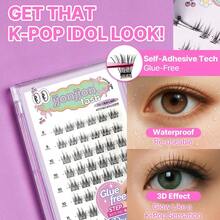 Korean Self Adhesive Lash Clusters Volume Look No Glue Press On Pre Bond Lash Clusters Fluffy Self Adhesive False Eyelashes No Glue Needed Reusable Wispy Eyelash Extensions - Sự quyến rũ - Xem 3