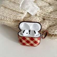 Ốp tai nghe họa tiết hình thoi màu vàng cam đỏ bán trong suốt kiểu retro kèm vòng treo, vỏ bảo vệ dễ thương tương thích với Pro 2, Pro 3/4, 1/2, thiết kế tối giản dành cho nữ. - Nhiều màu - Xem 6