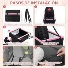 wishkit Asiento para Perro Auto Silla de Carro con Cuerda de  Ajustable Ventana de Malla y Tubo de Soporte de PVC Ideal para Mascotas Pequeñas y Medianas - negro123 - Ver 5