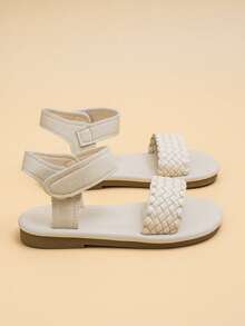 儿童魔术贴设计休闲百搭平底凉鞋 - 白色 - 查看 6