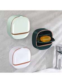 1个壁挂式皂碟,防水皂架带沥水盒,无需钻孔,独特的皂液沥水容器,适合秋季家居浴室装饰、洗漱用品、家居生活、秋冬风格,也适合学生宿舍、圣诞节装饰、圣诞节、感恩节、新年礼物 - 彩色 - 查看 11