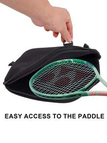 Neoprene Pickleball Paddle Bag Water-Resistant Pickleballs Paddles Cover Protector With Adjustable Removable Strap For 1-2 Paddles Fits Most Paddles, Rackets - Black - View 5