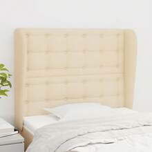 vidaXL Tête de lit con crema oreilles 93x23x118/128 cm velina - Beige - Visualizzare 2