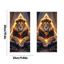 2张威风凛凛的狮子汽车中柱贴纸，高清印刷自粘B柱贴纸，带金色灯光，霸气十足的狮子造型，汽车装饰，个性化定制，吸睛贴纸 - A - 查看 6