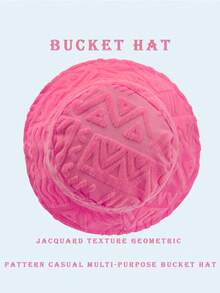 1pc Polyester Casual Street Style Sun Wave Pattern Bucket Hat, Suitable For Spring, Summer, Autumn And Winter - Geometric Rose Red - View 4