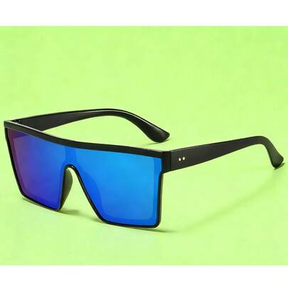 1 Pair Men's Acrylic Geometric One-Piece Flat Top Fashion Glasses, Fashionable