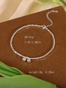 1pc Crushed Silver Bell & Pearl Anklet, Luxury Niche High-End Personalized Jingle Bell Foot Chain For Women