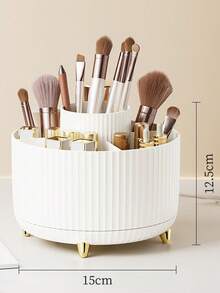 1个桌面旋转化妆品收纳盒，文具收纳盒，笔筒，化妆品展示架，多功能化妆刷架，护肤品收纳盒，塑料化妆刷架 - 彩色 - 查看 4