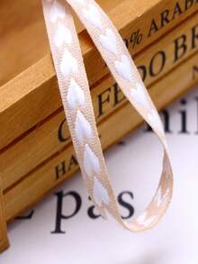 10mm-5m Heart Jacquard Woven Ribbon, Cotton Craft Ribbon For Wedding Party Flower Packaging, Love Design