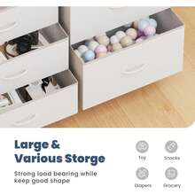 Sweetcrispy 5 Storage Drawers, TV Stand For Living Room, Fabric Dresser For Bedroom With Metal Frame, Spacious Storage Organizers Units For Clothes And Hallway - White - View 6
