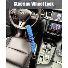 Tapsin Adjustable Car Steering Wheel Lock To Seat Belt Anti-Theft Reinforced Cable Lock Fits Most Vehicles With 3 Keys - Blue - View 4
