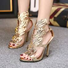 1 Pair Of Metal Wing Stiletto Sandals CN35-CN42 - 金色 - 查看 1