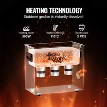 6L, limpiador ultrasónico con calentador temporizador y cesta, máquina de cavitación sónica digital profesional 60W, 180W, 480W, 600W, máquina de limpieza para instrumentos de reloj, gafas, moneda, piezas de metal, herramienta - 6 litros - Ver 3
