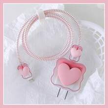 Vỏ bảo vệ cáp DIY dễ thương tương thích với bộ sạc 18W/20W với thiết kế trái tim 3D đáng yêu / màu hồng/tím xinh xắn, vỏ bảo vệ dây cáp TPU mềm trong suốt, bảo vệ cáp sạc dữ liệu tương thích với iPhone 11 12 13 14 15 Pro Max, vỏ bảo vệ cáp sạc hoạt hình 3D Kawaii cho gia đình & phụ nữ (5 trong 1), lựa chọn mùa xuân hè, quà tặng cho phù dâu, trang trí phòng ngủ, bãi biển, du lịch, dành cho nam, dành cho nữ, kỳ nghỉ, Ngày Quốc tế Phụ nữ, đồ dùng cần thiết khi đi du lịch, quà cưới, Y2K, phòng ngủ, phụ kiện xe hơi nữ, trang trí nhà bếp, bãi biển, mùa hè, kỳ nghỉ, ngày lễ, đồ dùng cần thiết khi đi du lịch, áo đi chơi, đồ dùng gia đình - Nhiều màu - Xem 5