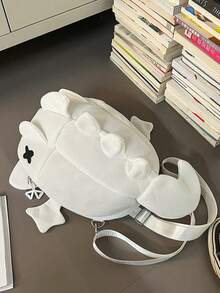 1pc Black/White/Gray/Neon Green Nylon Mesh Material 3D Shark Design Cute Cartoon Casual Backpack, Large Capacity Couple Backpack, Unique Personalized Casual Travel Rucksack, School Bag - Multicolor - View 14