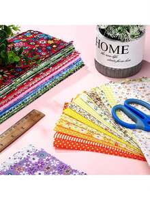 30/50片4x4英寸彩色方块布料，DIY手工材料，拼布绗缝布料，多种图案，适用于缝纫、DIY艺术、剪贴簿、绗缝、枕头、宠物服装、配饰等。 - 彩色 - 查看 9