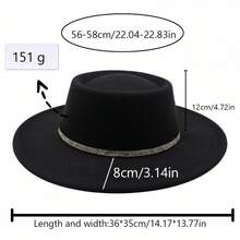 Fedora Hat For Women Western Wide Brim Felt Panama Jazz Cap With Rhinestone Decorative Belt For Wedding Party - 淺藍色 - 查看 2