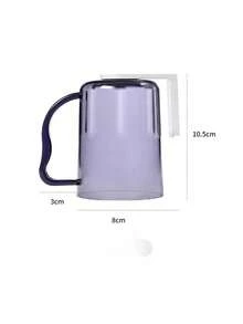 1pc Plastic Toothbrush Holder & Cup Rack, No Drilling Required, Transparent Handle Toothbrush Cup Holder, Household Supplies