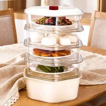 The Multi-Functional Household Thermal Food Cover Features A Multi-Layered Breathable Design And Transparent Plastic Material, Offering Both Effective Dust-Proof Protection And Practical Storage Functionality. - Beige - View 3