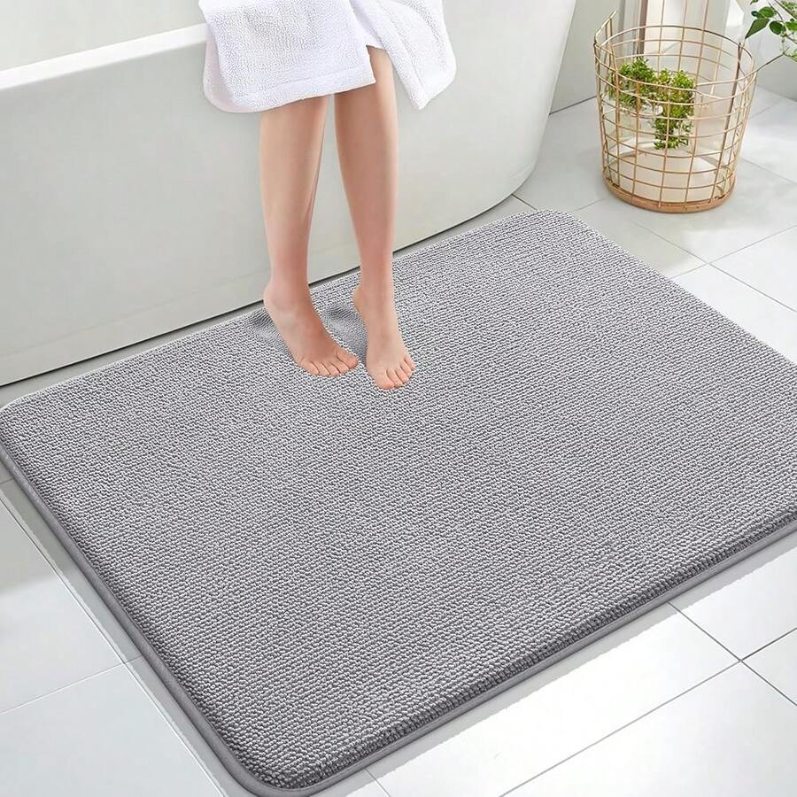 Thick Memory Foam Bath Mat Rug 40x32, Extra Soft Absorbent Bathroom Rugs, Quick Dry Bath Mats, Non-Slip, Machine Washable Carpet For Bathroom, Tub And Shower, Home Decor Accessories, Grey - Grey - View 1
