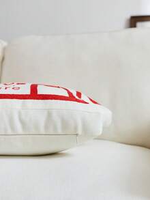 1pc Valentine's Day Red Irregular House Embroidered Cushion Cover, Heart Shaped Pillow Cover, Suitable For Indoor Decoration, Spring/Summer Decorative Pillow Cover, Pillow Insert Not Included - Red - View 8