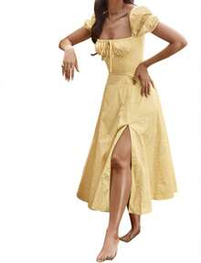 European And American Women's Fashion Spring New Dress Fashionable Fresh Floral Backless Slit Dress One Piece - Image Color 12 - View 9