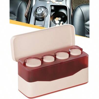 Coin Holder For Car Change Organizer Larger Capacity Compatible With Coins Of Different Size Universal Storage Coin Money Dispenser Fit For Most Vehicle Truck Accessories Transparent Brown White