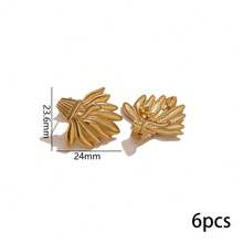 6-Piece Set Of 304 Stainless Steel 18K Gold-Plated Round Embossed Heart-Shaped Polished Earring Findings Women's Stainless Steel Jewelry Earring Components DIY Jewelry Accessories Earring Findings