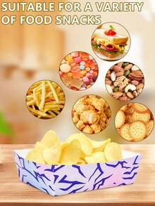 10 piezas/20 piezas/50 piezas Bandejas de papel con temática K-Pop, en colores morado, rosa y azul, en forma de barco de papel, se pueden usar como platos, bandejas, adecuadas para eventos con temática K-Pop, fiestas de cumpleaños, baby showers y otras ocasiones - Multicolor - Ver 5