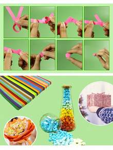 540张星形折纸，27种颜色星形纸条，双面星形折纸，纯色幸运星装饰纸条，DIY手工，适用于各种DIY项目、节日装饰、学校教学、折纸乐趣、文具、返校季 - 彩色 - 查看 9