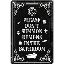 2026POBBUK Halloween "Please Don't Summon Demons In The Bathroom" Metal Sign - Funny Dark Humor Goth Witchy Bathroom Wall Decor - màu sắc - Xem 8